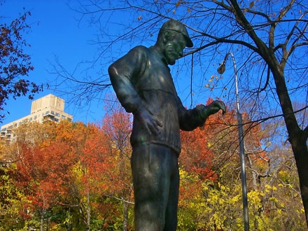The monument to Fred Lebow in Central Park.