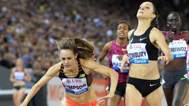 Jenny Simpson and Shannon Rowbury compete in the 1500m at the 2014 Zurich Diamond League meeting