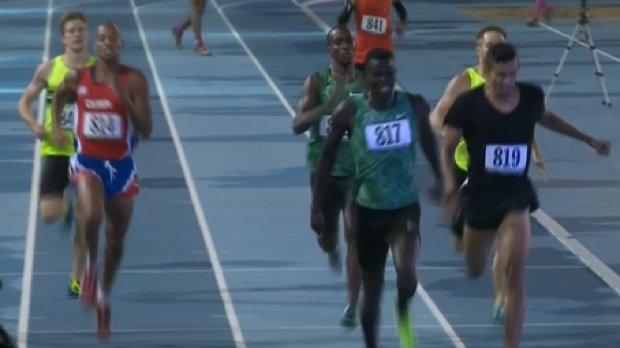 Charles Jock wins the men's 800 at the Ponce Grand Prix in Puerto Rico