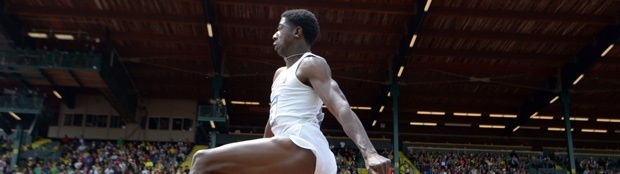 Marquis Dendy at the 2014 NCAA Outdoor Championships in Eugene, Oregon
