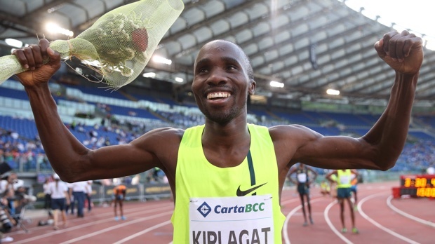Silas Kiplagat celebrates a victory in the 1500m